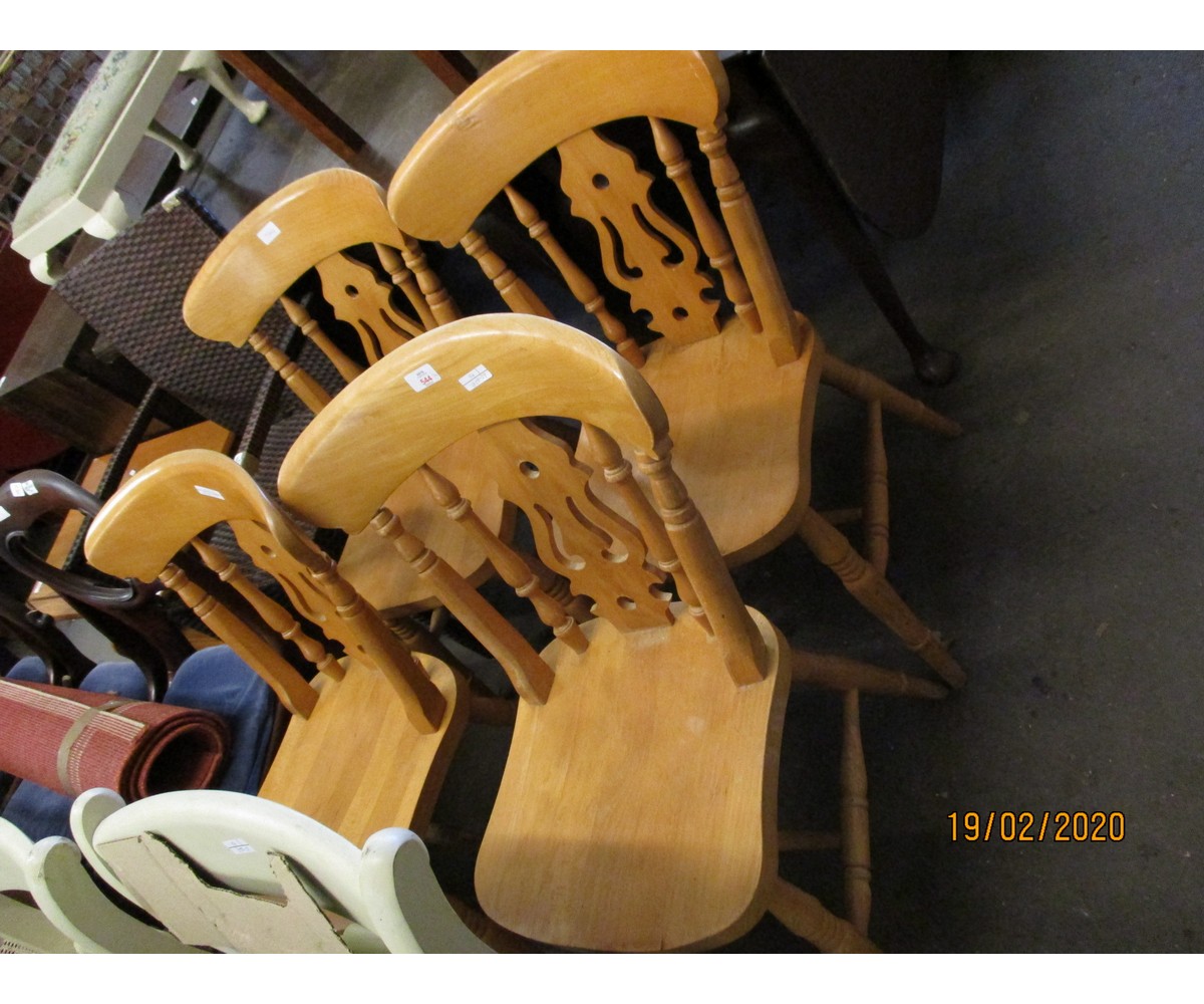 FOUR MODERN PINE KITCHEN CHAIRS