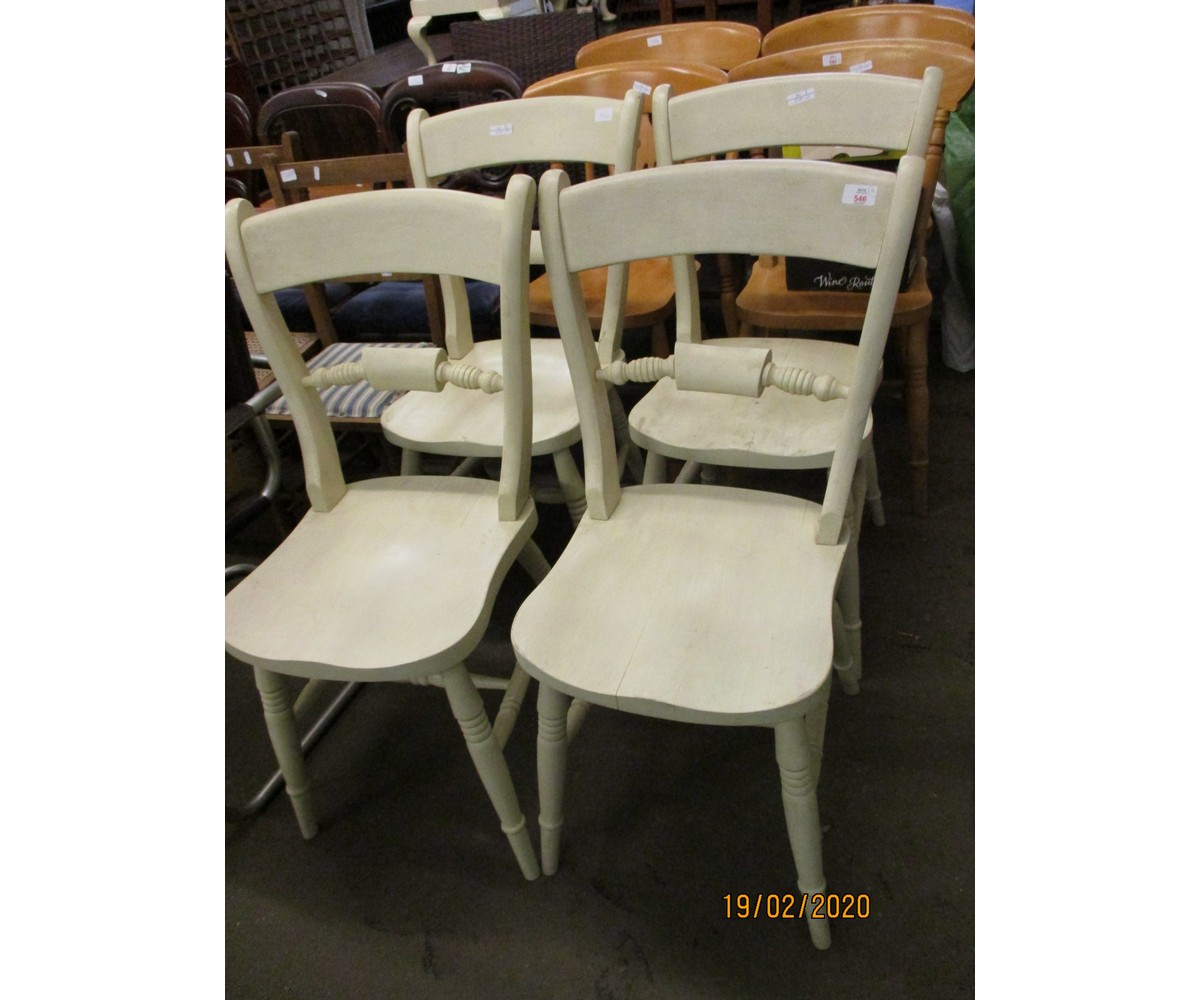 SET OF FOUR VICTORIAN STYLE PAINTED SOLID SEAT CHAIRS