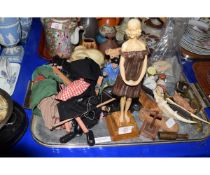 TRAY OF ROYAL DOULTON "TUPPENCE A BAG" FIGURE, VARIOUS ORNAMENTS ETC