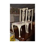 PAIR OF WHITE PAINTED QUEEN ANNE STYLE DINING CHAIRS