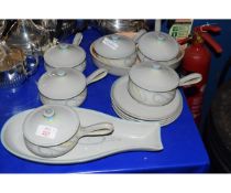 DENBY STONEWARES INCLUDING COVERED SOUP DISHES, PLATES ETC
