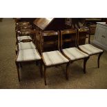 SET OF SIX ROSEWOOD SIMULATED BRASS INLAID REGENCY STYLE DINING CHAIRS