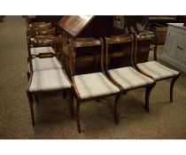 SET OF SIX ROSEWOOD SIMULATED BRASS INLAID REGENCY STYLE DINING CHAIRS