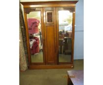 LATE 19TH CENTURY MAHOGANY DOUBLE MIRROR DOOR WARDROBE