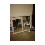 THREE WHITE PAINTED WALL MIRRORS IN VARIOUS SIZES