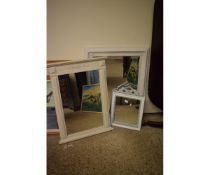 THREE WHITE PAINTED WALL MIRRORS IN VARIOUS SIZES