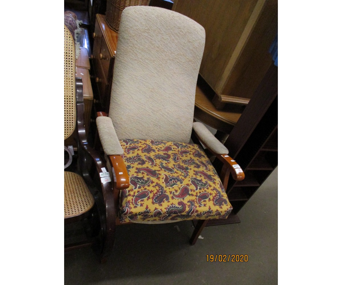 BEECHWOOD FRAMED CREAM UPHOLSTERED ARMCHAIR (MODERN)