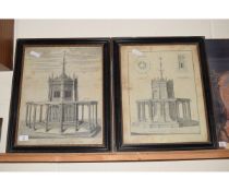 TWO 18TH CENTURY BLACK AND WHITE ENGRAVINGS DEPICTING THE MARKET CROSS IN NORWICH