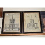 TWO 18TH CENTURY BLACK AND WHITE ENGRAVINGS DEPICTING THE MARKET CROSS IN NORWICH