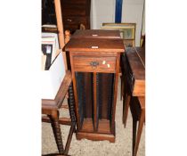 PAIR OF STAINED OAK CD RACKS, EACH WITH DRAWERS OVER