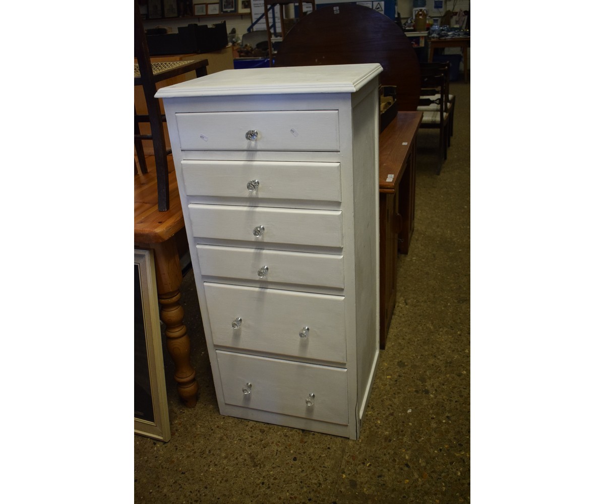 WHITE PAINTED PLYWOOD CHEST WITH SIX DRAWERS