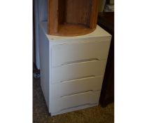WHITE PAINTED PLYWOOD FOUR-DRAWER SIDE CHEST