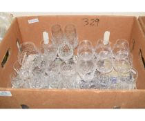 BOX CONTAINING MIXED CUT GLASS WARES ETC