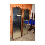 PAIR OF ARCHED TOP LONG DRESSING TABLE MIRRORS AND STANDS
