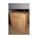 MODERN PINE DRESSER BASE WITH TWO DRAWERS OVER CUPBOARD