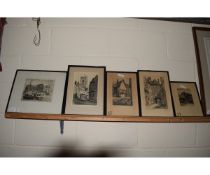 COLLECTION OF FIVE VARIOUS ETCHINGS, MAINLY NORWICH STREET SCENES, SIGNED IN PENCIL BY COLE AND