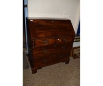 EARLY 19TH CENTURY MAHOGANY BUREAU WITH FALL FRONT OVER FOUR DRAWERS