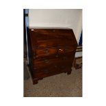 EARLY 19TH CENTURY MAHOGANY BUREAU WITH FALL FRONT OVER FOUR DRAWERS