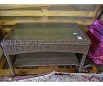 RATTAN GLASS TOPPED TABLE