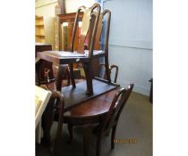20TH CENTURY MAHOGANY DINING TABLE AND SIX QUEEN ANNE STYLE DINING CHAIRS