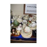 QUANTITY OF MIXED GLASS WARES, CHINA WARES, PART WEDGWOOD TEA WARES (QTY)