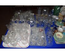 LARGE QUANTITY OF VARIOUS DRINKING GLASSES AND OTHER GLASS WARE