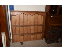 PINE FRAMED TWO FIXED SHELF PANEL BACK PLATE RACK