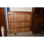 PINE FRAMED TWO FIXED SHELF PANEL BACK PLATE RACK