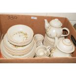 BOX HARVEST TABLE WARE INCLUDING TEA POTS, PLATES, CUPS AND SAUCERS ETC