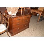 EDWARDIAN MAHOGANY TWO OVER TWO FULL WIDTH DRAWER CHEST WITH TRAMLINE FRONT