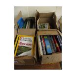 FOUR BOXES OF MIXED BOOKS TO INCLUDE NATIONAL GEOGRAPHIC MAGAZINE