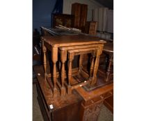 NEST OF THREE OAK OCCASIONAL TABLES