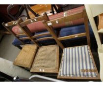 TWO EARLY 20TH CENTURY CANE SEAT BEDROOM CHAIRS AND ONE OTHER