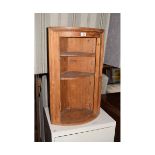 SMALL PINE BOW FRONTED WALL MOUNTING CORNER CUPBOARD