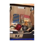BOX VARIOUS SILVER PLATE, GLASS WARE ETC