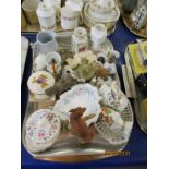 TRAY CONTAINING BIRD ORNAMENTS, DECORATIVE ITEMS ETC