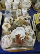 TRAY CONTAINING BIRD ORNAMENTS, DECORATIVE ITEMS ETC