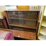 TEAK FRAMED GLASS SLIDING DOOR BOOKCASE (2)