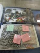 TWO BOXES OF VARIOUS VINTAGE AND MODERN LEAD AND OTHER METAL CHILDREN’S TOYS