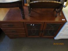 MELAMINE SIDEBOARD WITH TWO GLAZED DOORS AND THREE DRAWERS