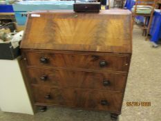 MAHOGANY AND ROSEWOOD BANDED THREE FULL WIDTH DRAWER BUREAU WITH DROP FRONT