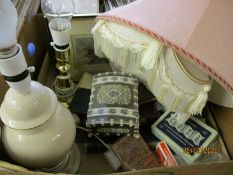 BOX OF VARIOUS TABLE LAMPS ETC