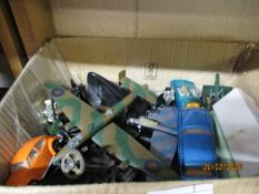 BOX OF VARIOUS AIRCRAFT MODELS, DIE-CAST CARS ETC