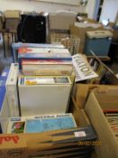 TWO BOXES CONTAINING MIXED JIGSAW PUZZLES, CHINA WARES ETC