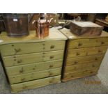 PAIR OF MODERN PINE FIVE DRAWER CHESTS