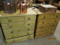 PAIR OF MODERN PINE FIVE DRAWER CHESTS