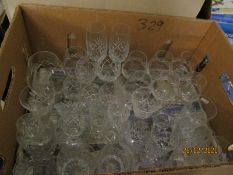 BOX CONTAINING MIXED CUT GLASS WARES ETC