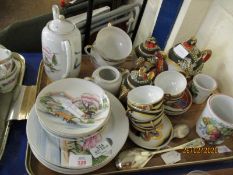 TRAY OF VARIOUS EGG SHELL TEA WARES, PLATED CUTLERY