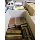BOX CONTAINING MIXED LEATHER BOUND BOOKS ETC