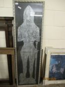 RECTANGULAR SILVER FRAMED RUBBING OF A KNIGHT